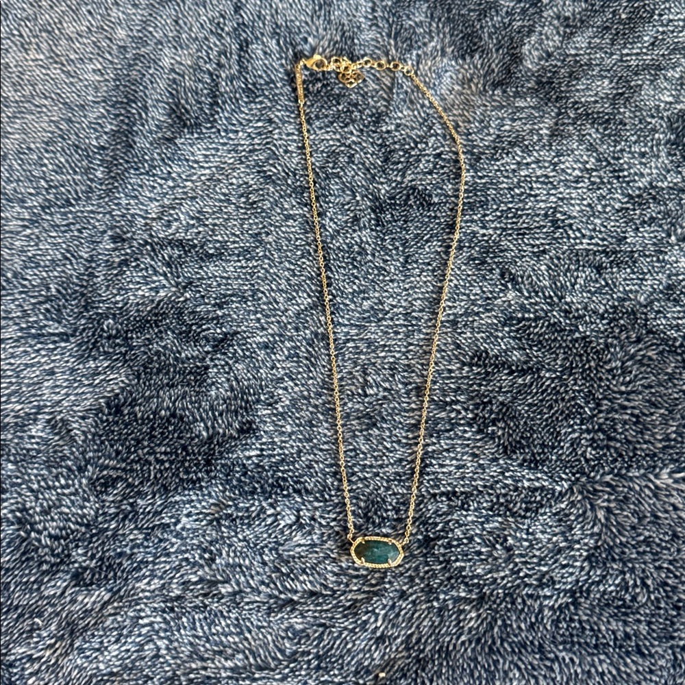 Kendra Scott Gold Necklace with Green Pendant